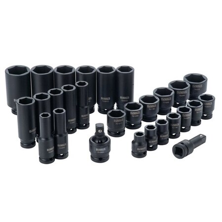 Dewalt 1/2 In. Drive Standard And Deep Impact Socket Set 6 Pt. (28 Pc.) DWMT19244